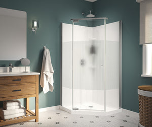 MAAX 300012-000-129-104 Begonia Carbon 36 x 36 Polystyrene Center Drain Shower Kit in White with Carbon glass  in Chrome