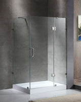 ANZZI SDAZ03-01B-022L Archon 46 in. x 72 in. Framed Hinged Shower Door in Brushed Nickel with Port 36 x 48 in. Shower Base in White