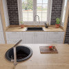 Black Matte Round 18" x 18" Undermount / Drop In Fireclay Prep Sink