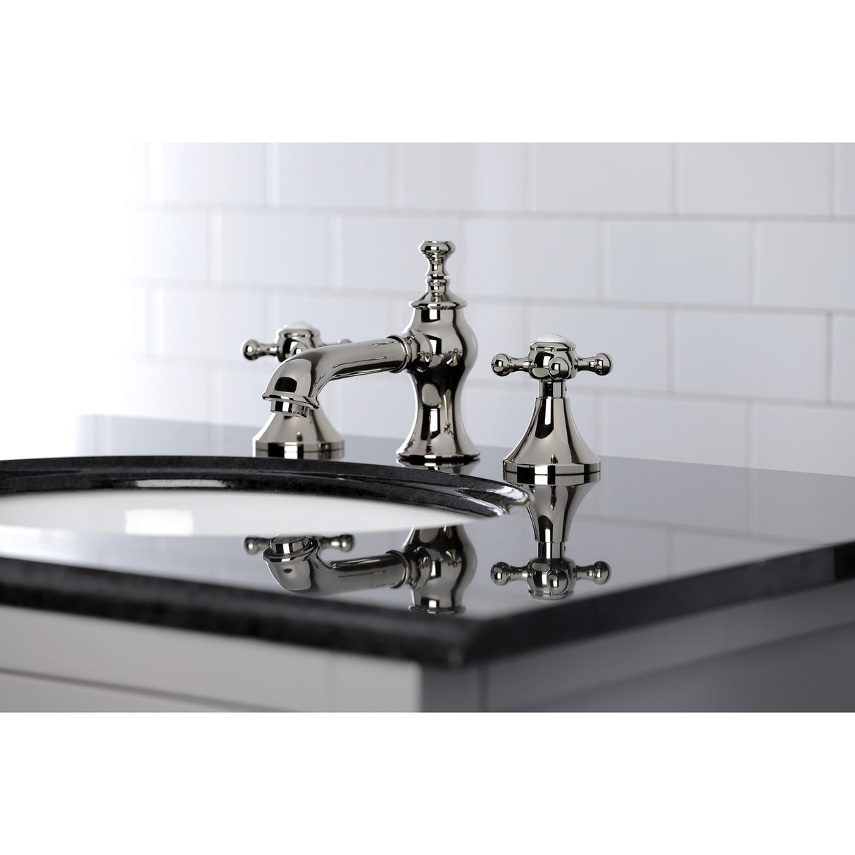 Kingston Brass KC7066BX English Country 8 in. Widespread Bathroom Faucet, Polished Nickel