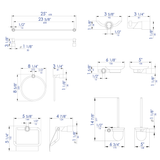 ALFI brand AB9508-BN Brushed Nickel 6 Piece Matching Bathroom Accessory Set
