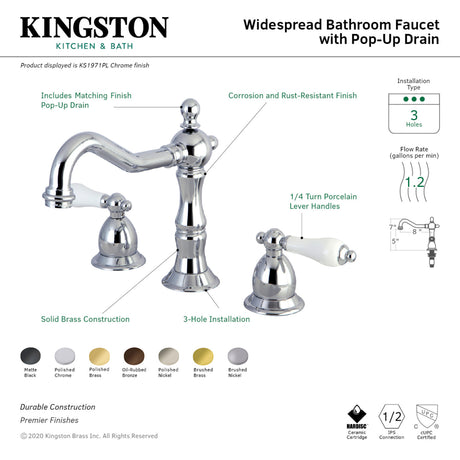 Kingston Brass KS1978PL 8 in. Widespread Bathroom Faucet, Brushed Nickel