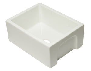 ALFI brand AB2418HS-B 24 inch Biscuit Reversible Smooth / Fluted Single Bowl Fireclay Farm Sink
