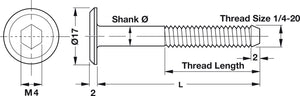 Häfele 264.76.130 Joint Connector Bolt, 1/4-20, Type JCB-B, Antique bronze, 30 mm, thread length 20 mm