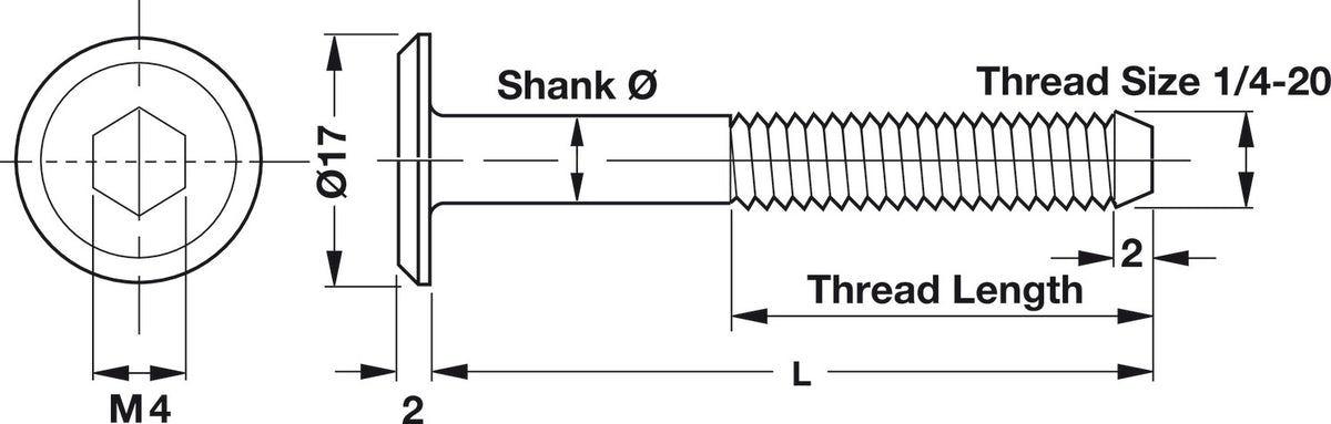 Häfele 264.76.180 Joint Connector Bolt, 1/4-20, Type JCB-B, Antique bronze, 80 mm, thread length 41 mm