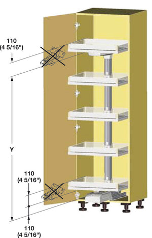 Häfele 549.60.264 Individual Adjustable Tray, for LAVIDO Pantry Pull-Out, Chrome/Anthracite, 403 mm (15 1/4")