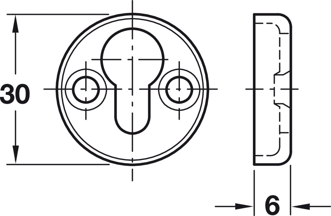 Häfele 271.61.307 Keyhole Fitting, Bed Connector, For drilled holes, Steel, unfinished