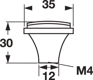 Häfele 123.02.721 Knob, Beaulieu, Brass, Polished nickel, 35 mm (1 3/8")