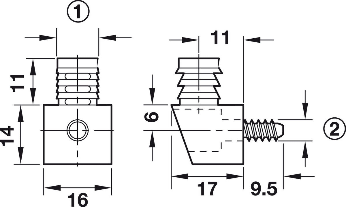 Häfele 262.41.109 Cabinet connector, Uno I, with pre-mounted special screw, brown
