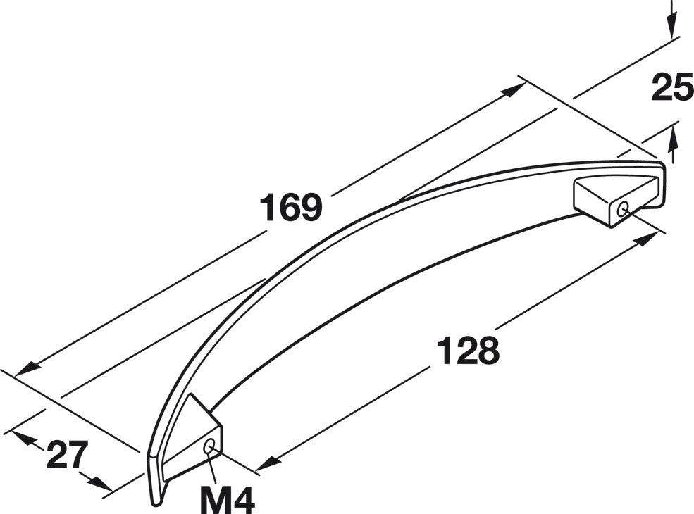 Häfele 104.96.651 Bow Pull, Strata, Zinc, Matte Nickel, 96 mm (3 3/4") CTC