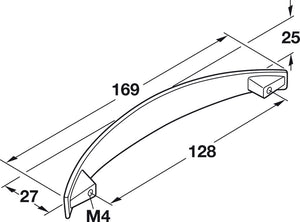 Häfele 104.96.651 Bow Pull, Strata, Zinc, Matte Nickel, 96 mm (3 3/4") CTC