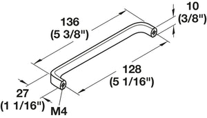 Häfele 116.22.647 Wire Pull, Contemporary, Zinc, Matte nickel, 128 mm (5 1/16") CTC