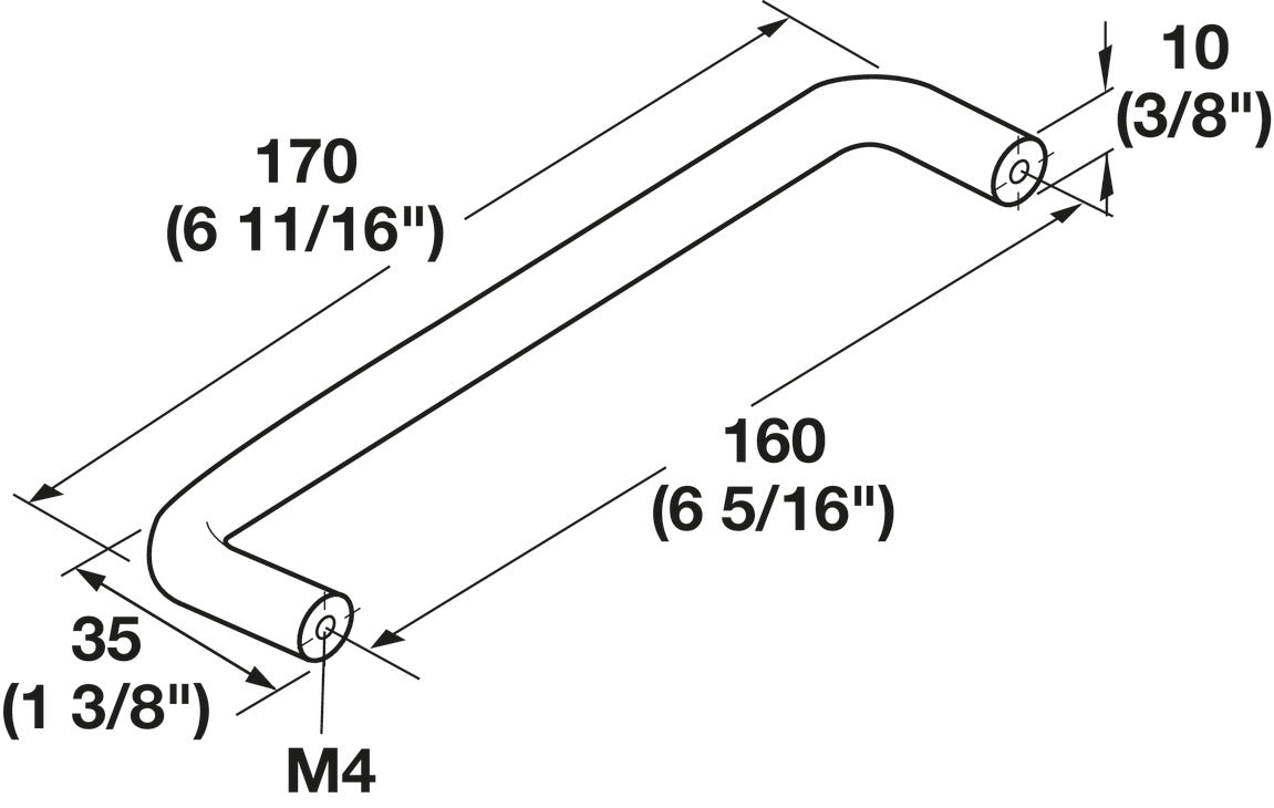 Häfele 116.07.219 Wire Pull, Essentials, Steel or Brass, Steel, Polished chrome, 89 mm (3 1/2") CTC