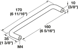 Häfele 116.07.219 Wire Pull, Essentials, Steel or Brass, Steel, Polished chrome, 89 mm (3 1/2") CTC