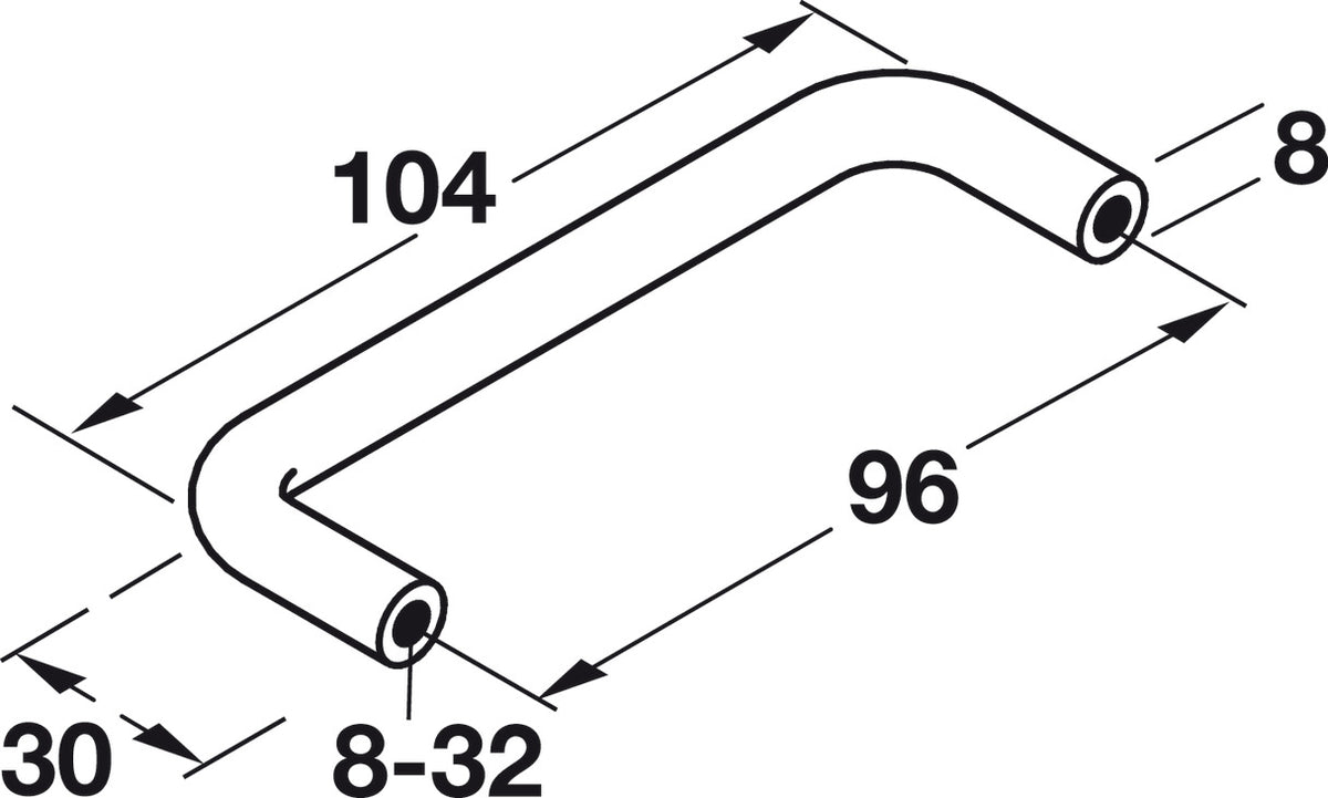 Häfele 116.07.329 Wire Pull, Essentials, Steel or Brass, Steel, Matte black, 96 mm (3 3/4") CTC