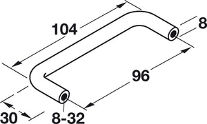 Häfele 116.07.329 Wire Pull, Essentials, Steel or Brass, Steel, Matte black, 96 mm (3 3/4") CTC