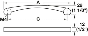 Häfele 110.34.687 Bow Pull, Nouveau, Zinc, Brushed nickel, 192 mm (7 9/16") CTC