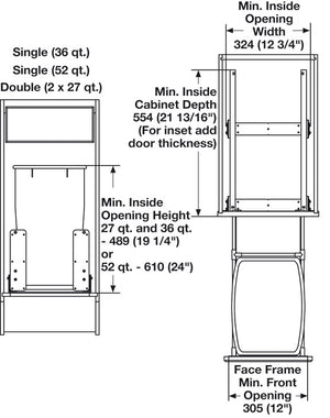 Häfele 503.15.231 Waste Bin Pull-Out, Matrix, Double, 2 x 27 qt, Frame: anthracite, bottom and back: black melamine, bin: gray
