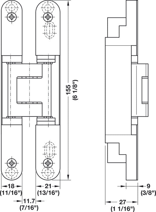 Häfele 924.18.910 TECTUS - Concealed Hinge, TE 240 3D, 3D adjustable, size 155 mm, Bronze finish