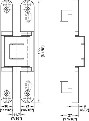 Häfele 924.18.916 TECTUS - Concealed Hinge, TE 240 3D, 3D adjustable, size 155 mm, Rustic umber