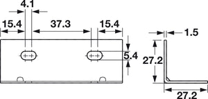 Häfele 260.25.027 Angle Bracket, Steel, with Slots, Unfinished