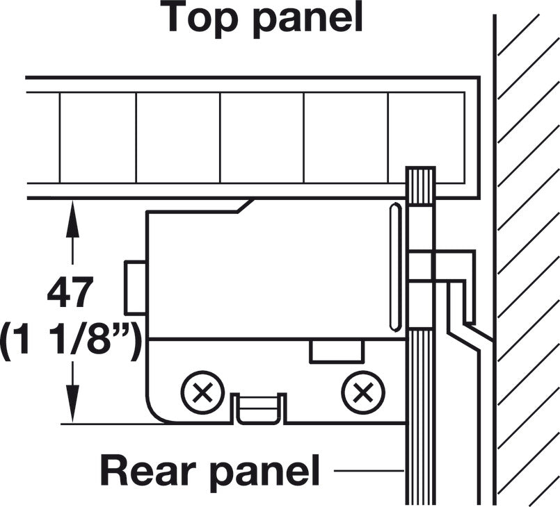 Häfele 290.02.715 Cabinet Hanger, Screw-Mounted, Visible inside the cabinet, Left Hand, For use with Euro Screw 013.02.904