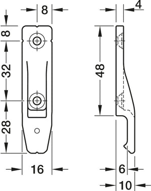 Häfele 262.49.356 Pacofix - SF/DF-L, Hook-On Panel Component, Black, for use with wood screws