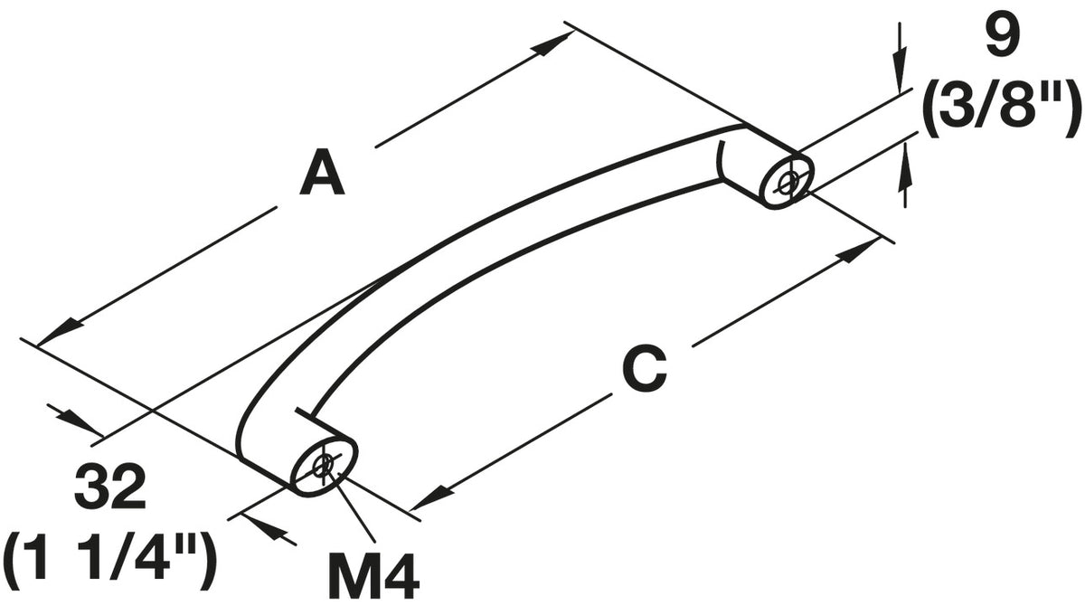Häfele 109.60.625 Bow Pull, Zinc, Matte nickel, Zinc, Antibacterial, 128 mm (5 1/16") CTC