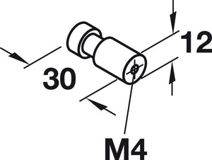 Häfele 491.52.780 Knob, Capital, Stainless Steel, ⌀12 mm (1/2")