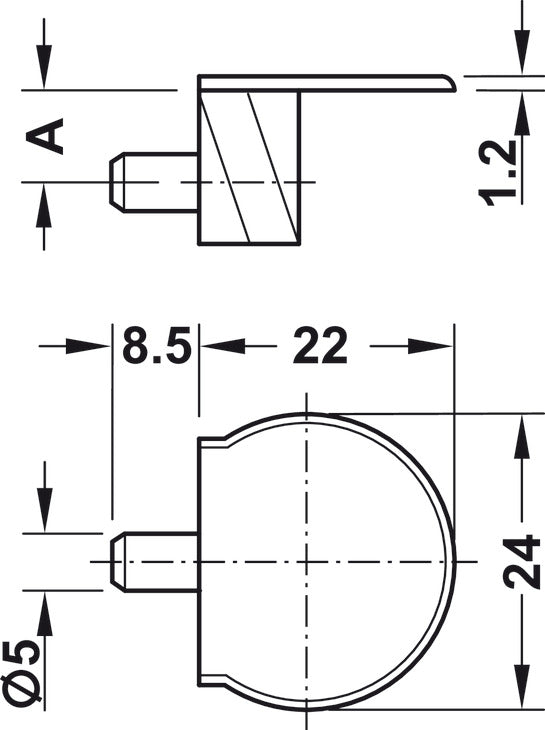 Häfele 262.35.520 RTA and Shelf Connectors, Rasant-Tab, for drill hole Ø 3 or 5 mm, Nickel-plated