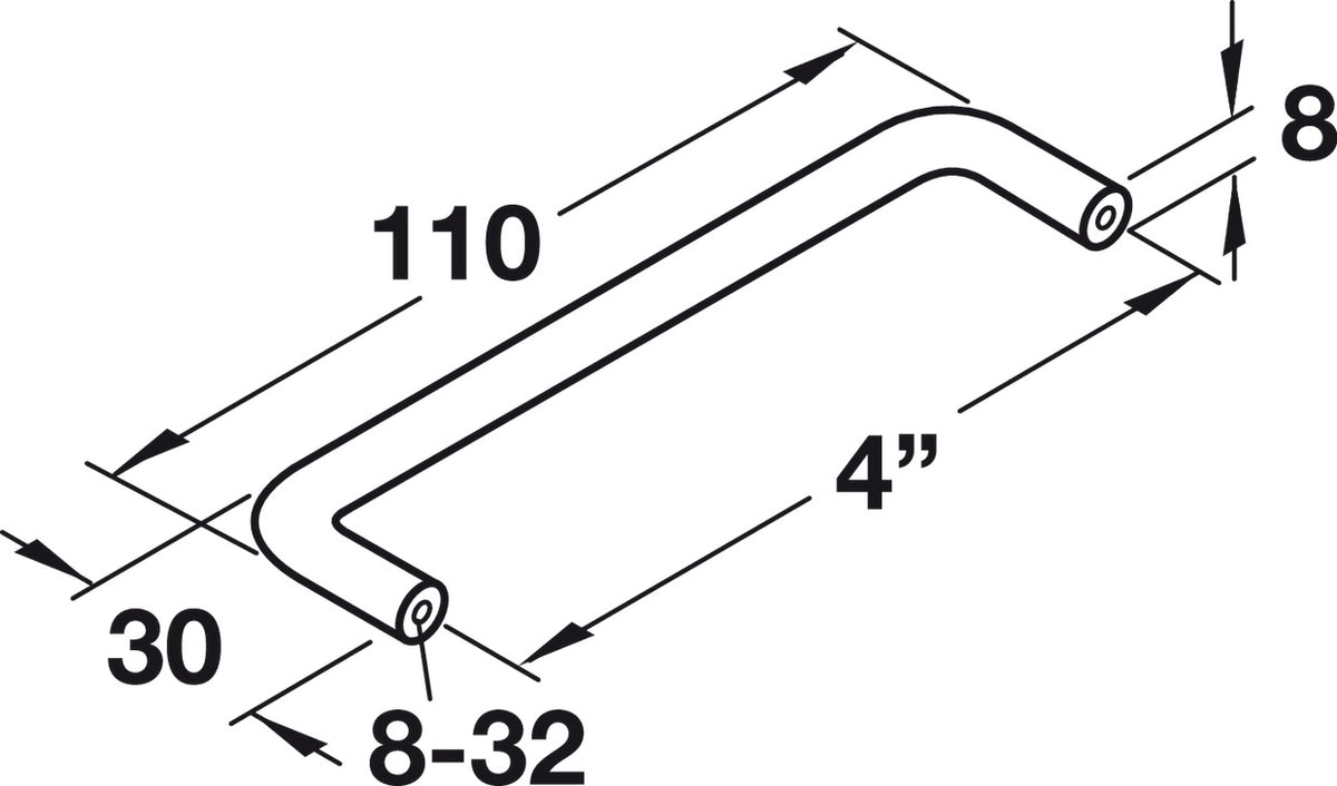 Häfele 116.09.340 Wire Pull, Essentials, Steel or Brass, Steel, Matte black, 160 mm (6 5/16") CTC
