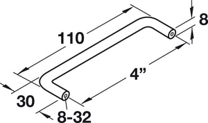 Häfele 116.09.340 Wire Pull, Essentials, Steel or Brass, Steel, Matte black, 160 mm (6 5/16") CTC