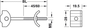 Häfele 262.96.840 Zipbolt Joint Connector, Draw-Bolt UT, For Ø 35 mm cup drilling, 10.600