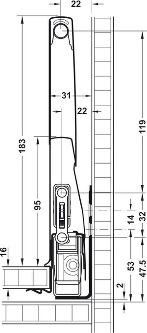 Häfele 553.60.601 Add-on Drawer Sides, Matrix Box P, For gallery railing system, Length 300 mm (11 13/16"), metallic white