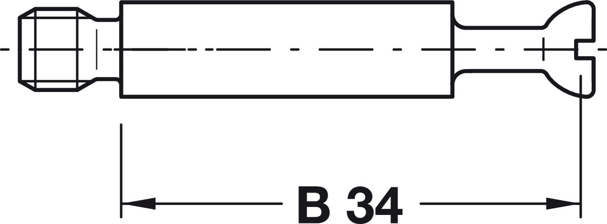 Häfele 262.27.941 Connecting Bolt, Minifix® S100, with thread M6, Bolt hole 8 mm, bolt head Ø 7 mm, Drilling distance B: 24 mm, galvanized, thread length L: 12 mm