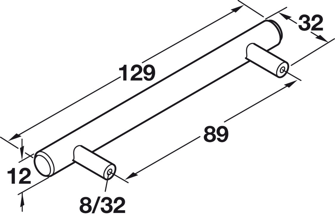 Häfele 155.02.421 Bar Pull, Cosmopolitan, Steel, Polished chrome, 101 mm (4") CTC, M4 thread