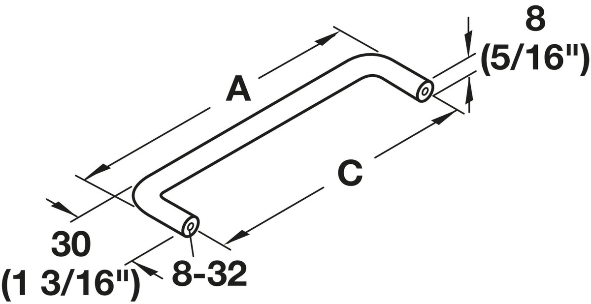 Häfele 116.07.423 Wire Pull, Essentials, Steel or Brass, Steel, Matte chrome, 96 mm (3 3/4") CTC