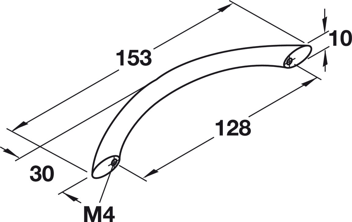 Häfele 155.00.871 Bow Pull, Ø (3/8") 10 mm, Steel, Dim. A: 148 mm (5 13/16"), dim. B: 30 mm (1 3/16"), dim. C: 128 mm (5 1/16"), dark oil rubbed bronze