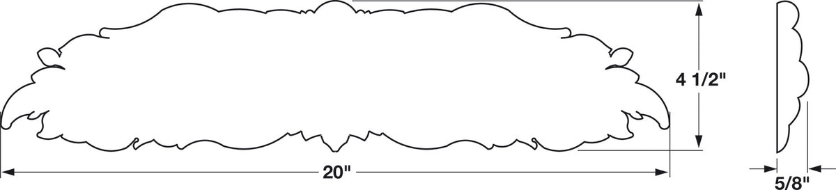 Häfele 194.78.361 Onlay, H x W x D: 508 x 115 x 16 mm (20" x 4 1/2" x 5/8"), Beech