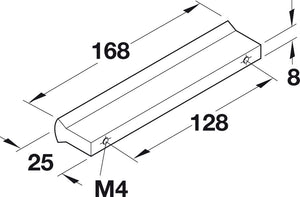 Häfele 103.89.901 Pull, Metropolitan, Matte Aluminum, 64 mm (2 1/2") CTC