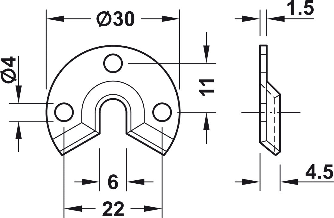 Häfele 262.62.520 UNO 30 hook-in connector, Stainless Steel, For Wall Mounting, Stainless steel