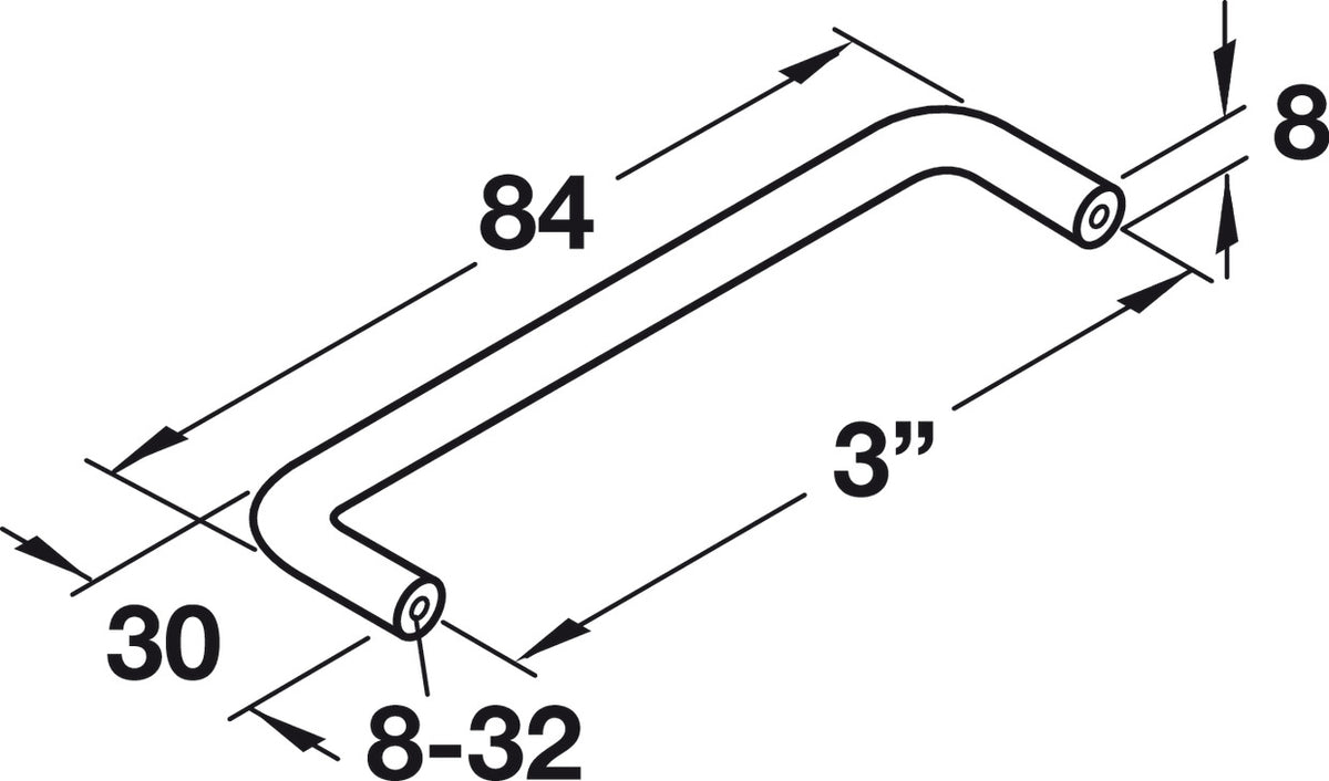Häfele 116.07.238 Wire Pull, Essentials, Steel or Brass, Steel, Polished chrome, 101 mm (4") CTC