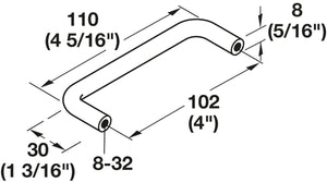 Häfele 116.07.624 Wire Pull, Essentials, Steel or Brass, Steel, Matte nickel, 96 mm (3 3/4") CTC