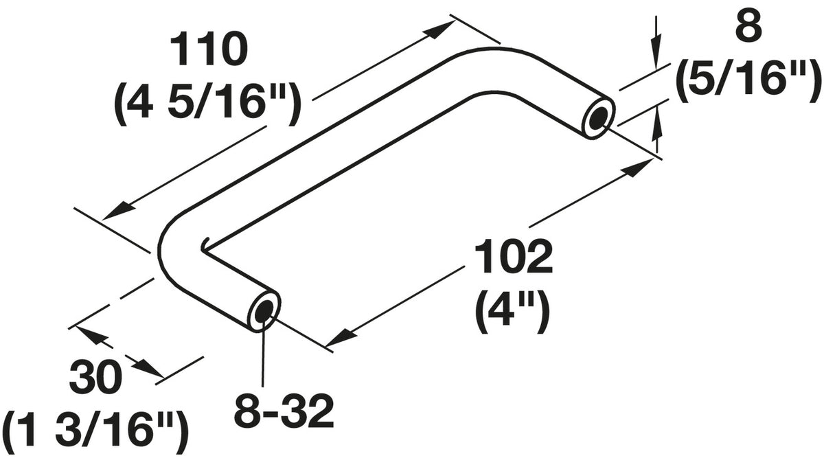 Häfele 116.07.027 Wire Pull, Essentials, Steel or Brass, Steel, Stainless steel look, 101 mm (4") CTC