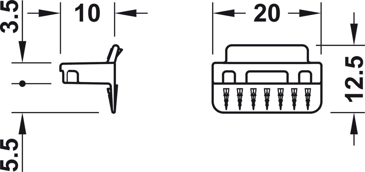 Häfele 260.09.560 Rear Panel Connector, Ixconnect RPC G 13/20, gray plastic, For wood thickness: From 12 mm (1/2")