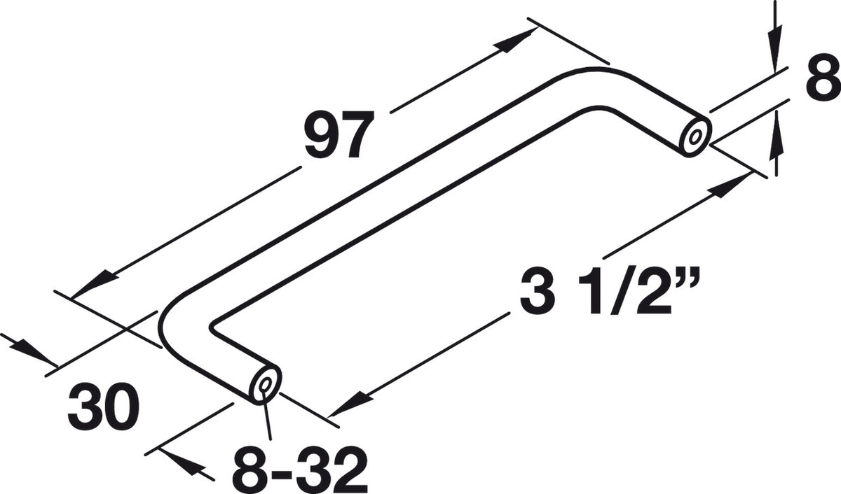 Häfele 116.07.221 Wire Pull, Essentials, Steel or Brass, Matte gold, 89 mm (3 1/2") CTC
