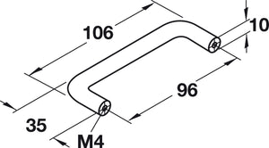 Häfele 155.00.953 Wire Pull, Ø (3/8") 10 mm, Steel, Steel, Matte nickel, 160 mm (6 5/16") CTC