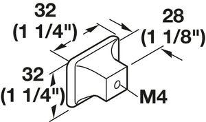 Häfele 491.54.021 Knob, Capital, Zinc, 32 x 32 mm (1 1/4" x 1 1/4")