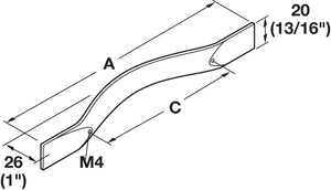 Häfele 104.80.002 Bow Pull, Mid-Century Modern, Zinc, Stainless steel look, 128 mm (5 1/16") CTC