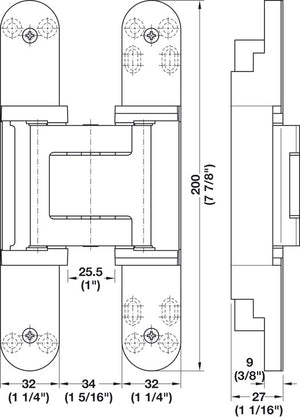 Häfele 924.19.351 TECTUS - Concealed Hinge, TE 540 3D A8, 3D adjustable, size 200 mm, Rustic umber
